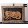Image 1 : Craig Dahlin hand scrolled, John Deere vintage tractor, framed with barn board.