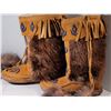 Image 4 : Men's vintage, beaded leather, fur (possibly beaver) mukluks.