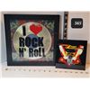 Image 1 : Framed Rock n' roll picture, ZZ Top “Eliminator” album cover, glass plaque insert.