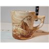 Image 5 : Whale 1793 Engraved, Scrimshaw antique reproduction ox bone & wood bone box. Red clay handmade mug. 