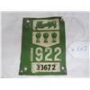 Image 2 : 602. 1922 Saskatchewan License Plate Tag