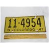 Image 1 : 610. 1947 Colorado Licence Plate