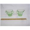 Image 1 : 658. Antique Green Uranium Depression Glass Glows Under UV Light Cream and Sugar