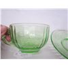 Image 3 : 659. Antique Green Cup and Saucer Uranium Glass Depression Glass Glows Under UV Light