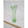 Image 3 : 660. Antique Green Uranium Glass 8 inch Bud Vase Depression Glass Glows Under UV Light