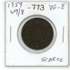 Image 1 : 1859 W9/8 Canadian Victorian Large Cent. VG-8. Scarce Variety.