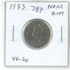 Image 1 : 1933 Canadian Nickel 5 Cents. The S is Near the Rim. VF-20.