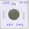 Image 1 : 1948 Canadian Silver 10 Cents. Key Date. VF-20.