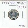 1959 Canadian Silver 10 Cents. MS-64 Cameo. Bright White. Nice.