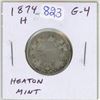 1874H Canadian Victorian Silver 25 Cents. Heaton Mint. G-4.
