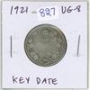 1921 Canadian Silver 25 Cents. Key Date. Mintage of 597,337. VG-8.