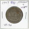 Image 1 : 1947 Straight 7 Left Canadian Silver 50 Cents. VF-20.