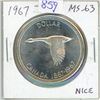 Image 1 : 1967 Canadian Silver Dollar. Flying Canada Goose. One Year Type. MS-63. Nice.