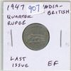 Image 1 : India – British. 1947 Quarter Rupee. Tiger. Last issue before Independence. EF.