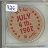 Image 1 : July 4, 1967 U.S. Wooden Nickel. Hi Y-All in Dixie.