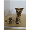 Image 1 : Decorative brass candle holder and vase