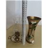 Image 2 : Decorative brass candle holder and vase