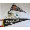 Image 1 : Lake Waskesiu cup n saucer, pennants and small RCMP plate