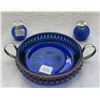 Image 1 : S.P. & Cobalt blue serving dish, w/ salt n pepper shakers