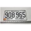 Image 1 : 1973 British Colombia license plate - 908-965