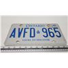 Image 2 : Ontario license plate - AVFD-965