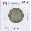 Image 1 : 1921 Silver 25 Cents. Key Date. Mintage of 597,337. VG-8.