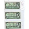 Image 1 : 3- 1967 1 Dollar Bills(Regular Serial Bills, 3 Serial Bills in A Row) like new