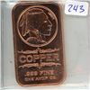 Image 1 : 1oz Copper Bar - Indian Head