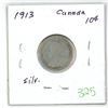 Image 1 : 1913 SMm leaves silver canada 10 cent coin