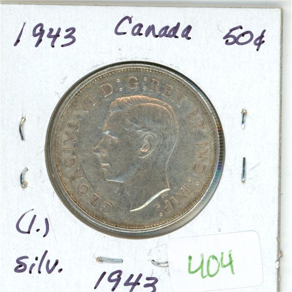1943 Canadian silver 50 cent coin