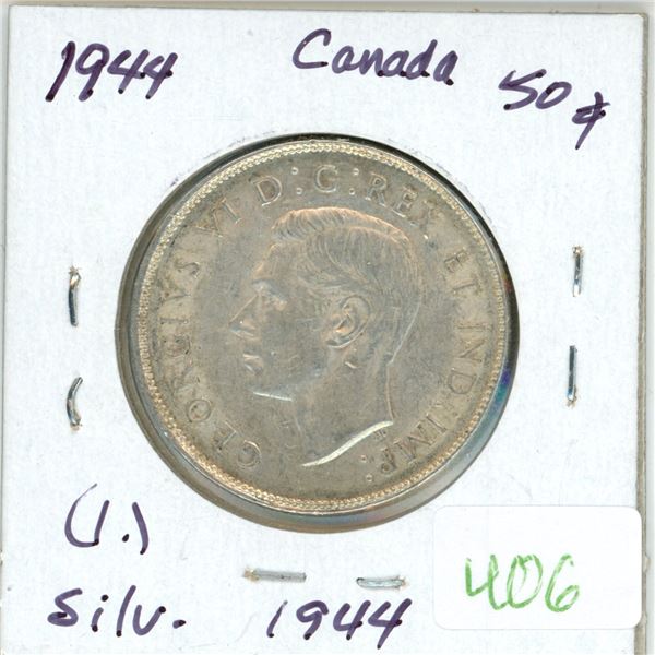 1944 Canadian silver 50 cent coin