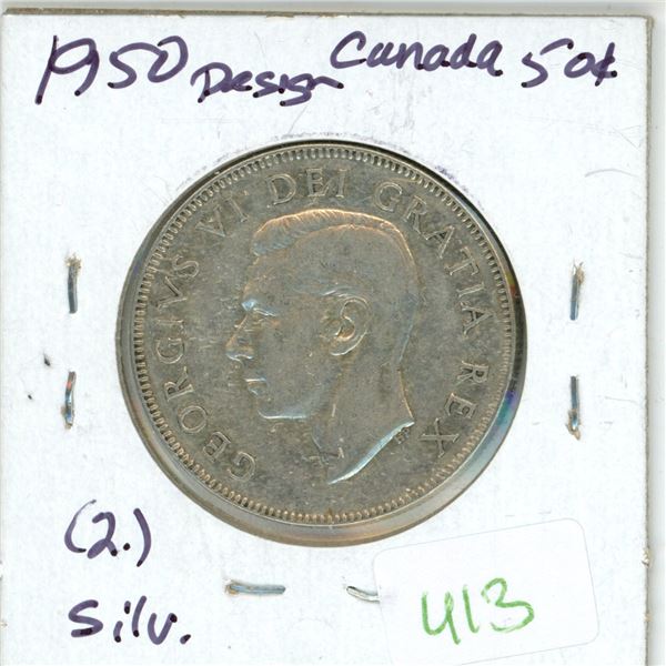 1950 Canadian silver 50 cent coin