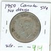 Image 1 : 1950 "No Design" Canadian silver 50 cent coin