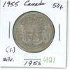 Image 1 : 1955 Canadian silver 50 cent coin