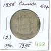 Image 1 : 1955 Canadian silver 50 cent coin