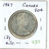 Image 1 : 1967 Canadian silver "Wolf" 50 cent coin