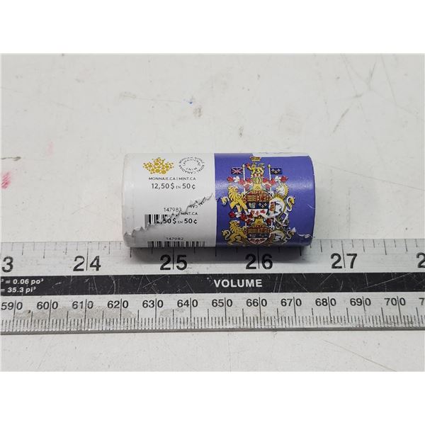 2016 RCM special wrap, roll of Canadian 50 cent coins