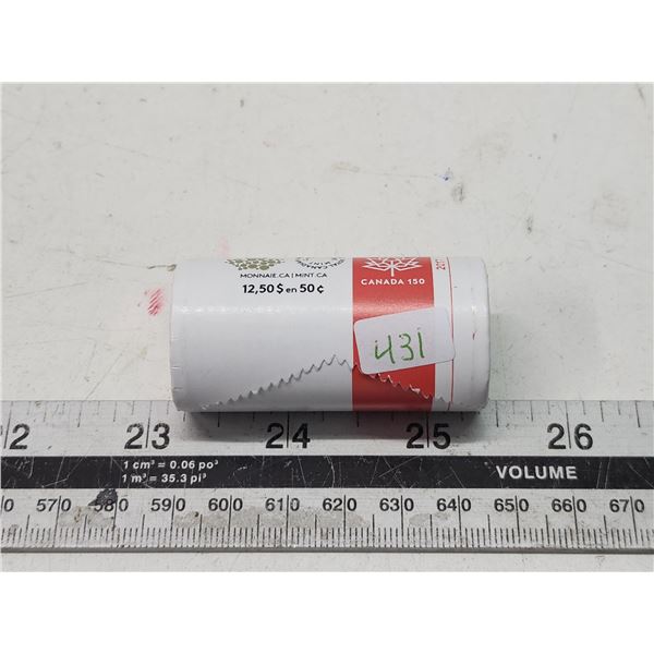 2017 RCM special wrap, roll of Canadian 50 cent coins - 150yr anniversary