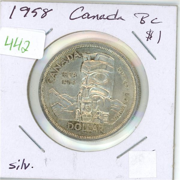 1958 British Colombia, Canadian silver dollar