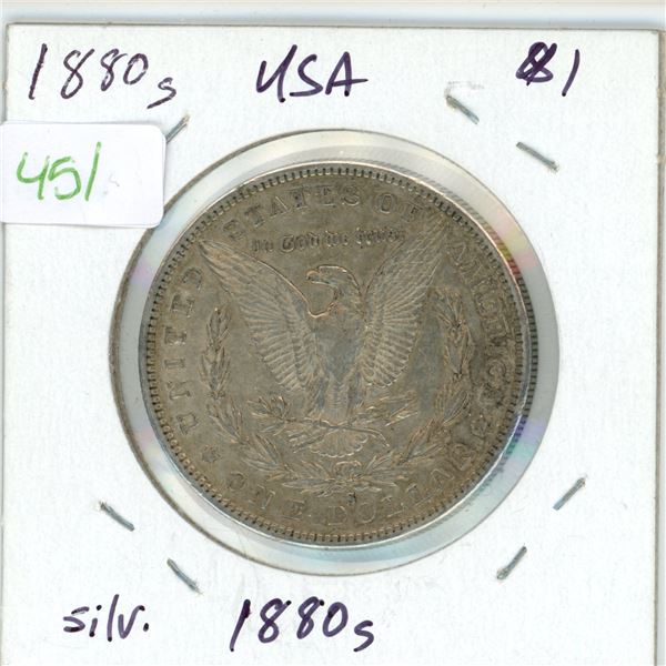 1880s USA Silver Morgan dollar