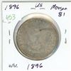 Image 1 : 1896 USA Silver Morgan dollar