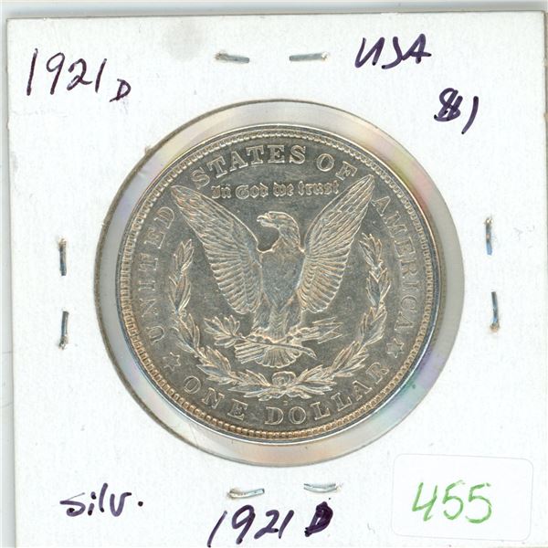 1921D USA Silver Morgan dollar