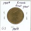Image 2 : 1987 Canadian "First year" 1 dollar loonie coin