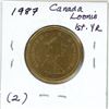 Image 2 : 1987 Canadian "First year" 1 dollar loonie coin