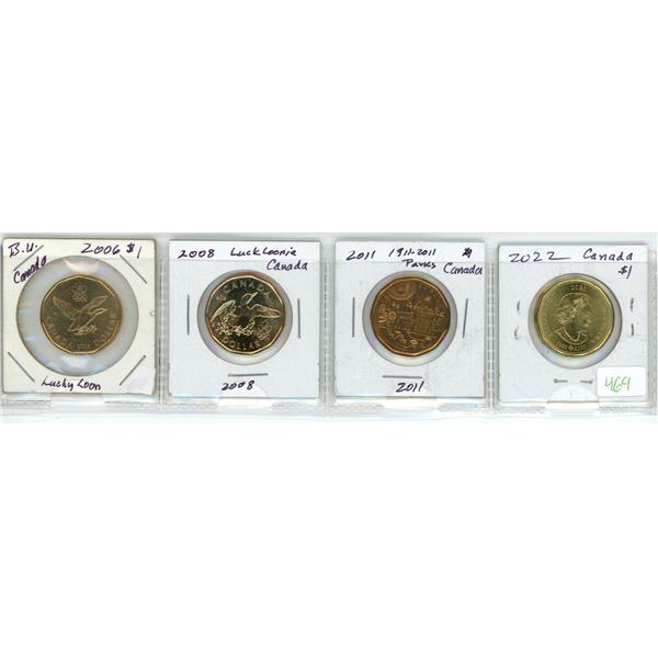 Lot of 4, Canadian loonies - 2 Lucky loons, parks and 2022 Innovators/Inventers
