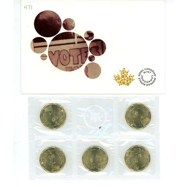 1916-2016 Canadian 5 loonie set - 100th Anniversary of Woman's right to vote
