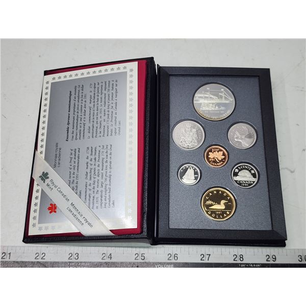 1991 Double dollar proof set. Includes "Frontenac" silver dollar