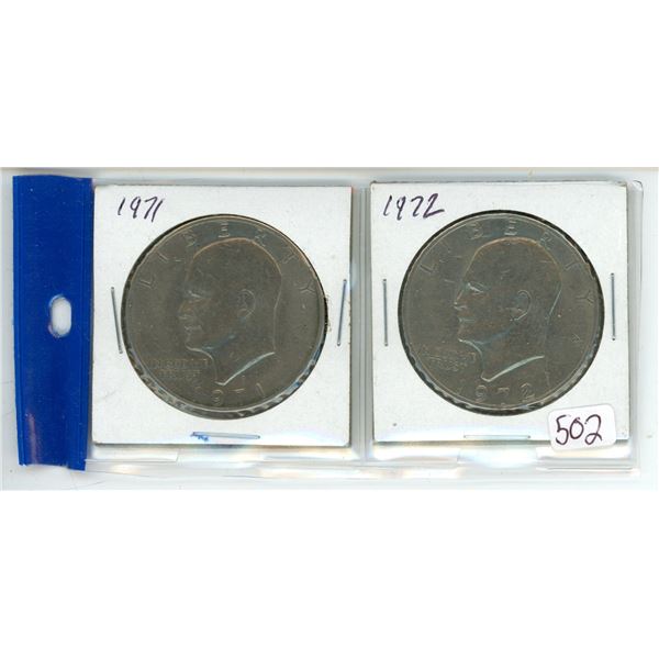 1971-72 Pair of USA Eisenhower dollars