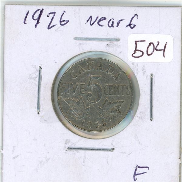 1926 "Near 6" Canadian 5 cent coin