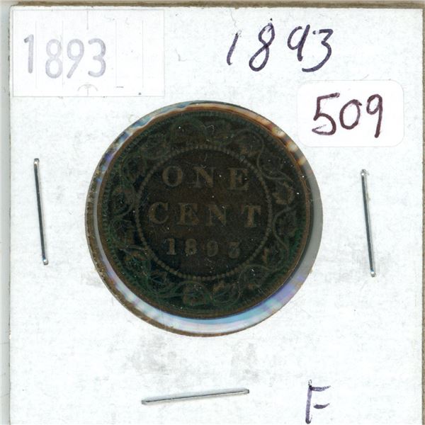 1893 Canadian large cent penny coin